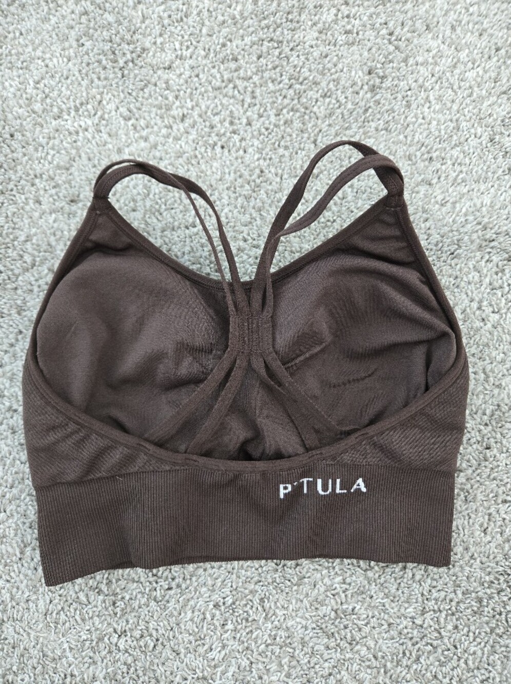 P'tula SEAMLESS Razor Longline Sports Bra. Color: Sable. Size small. - Picture 5 of 7